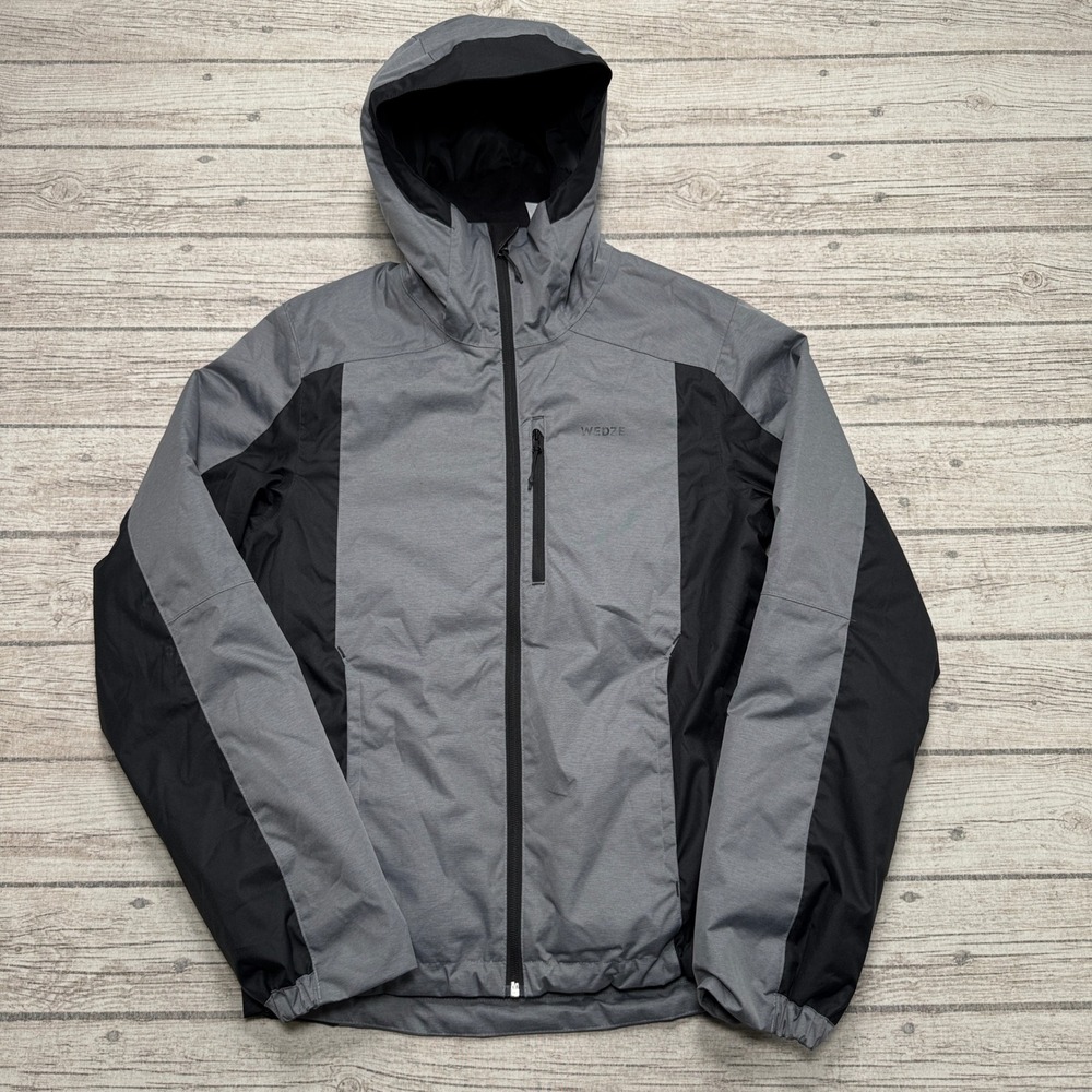 Wedze Ski Jacket Men's XS Gray Black Insulated Waterproof Hooded Winter Outdoor